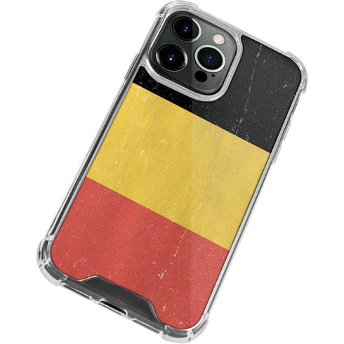 Belgium Flag Distressed iPhone 14 Pro Clear Case